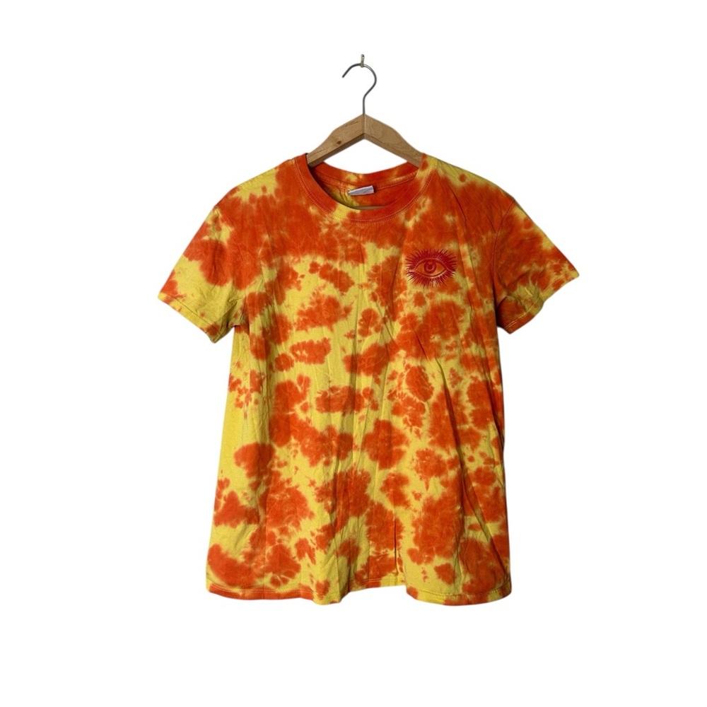 Retro Bohemian Celestial Beach Bum Surfer Sunflower Eye Psychedelic Tie-Dye Top